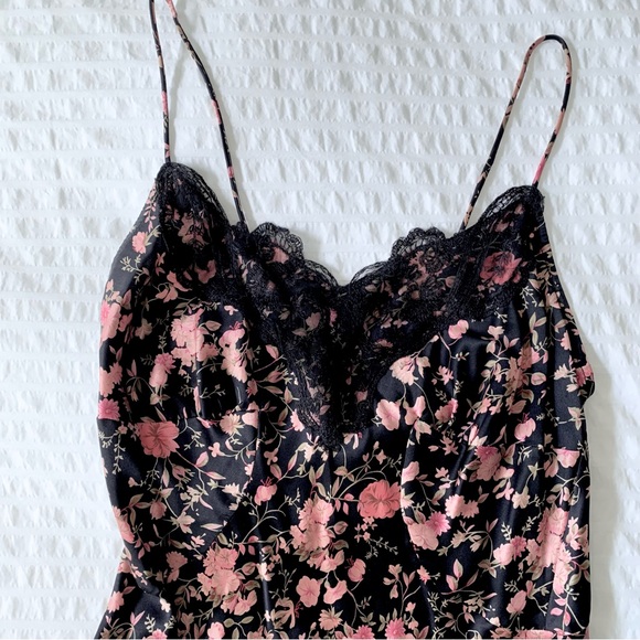 VTG 90s Y2K Betsy Johnson Silk Slip Dress Black Floral XS - Picture 7 of 15